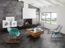 Salon z płytkami imitującymi kamień Porcelanosa Image Dark