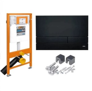 Werit Jomo Tech 174-91100700-00 Stelaż podtynkowy ze wspornikami 3w1 do WC H=112 + przycisk Exclusive czarny mat 167-44001120-00 