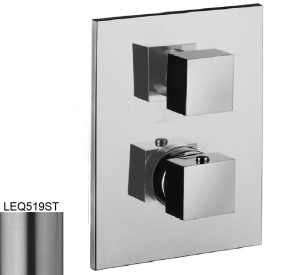 Paffoni Level LEQ519ST bateria prysznicowa podtynkowa termostatyczna 3-drożna dwuuchwytowa stal szczotkowana