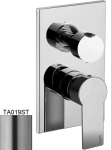 Paffoni Tango TA019ST bateria prysznicowa podtynkowa 3-drożna z przełącznikiem jednouchwytowa stal szczotkowana
