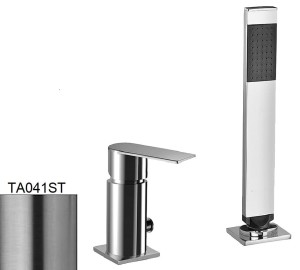 Paffoni Tango TA041ST bateria wannowa 2-otworowa jednouchwytowa stal szczotkowana