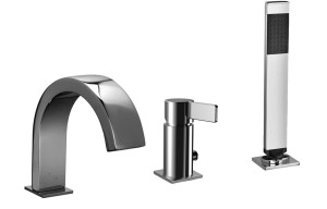 Paffoni Rock RO040CR bateria wannowa 3-otworowa jednouchwytowa chrom   