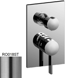 Paffoni Rock RO018ST bateria prysznicowa podtynkowa 2-drożna z przełącznikiem jednouchwytowa stal szczotkowana