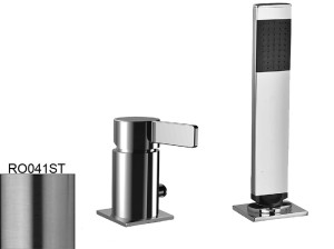 Paffoni Rock RO041ST bateria wannowa 2-otworowa jednouchwytowa stal szczotkowana