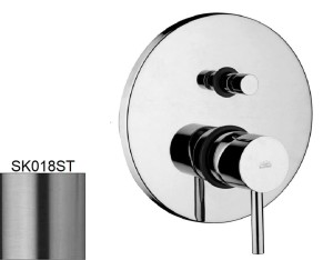 Paffoni Stick SK018ST bateria prysznicowa podtynkowa 2-drożna z przełącznikiem jednouchwytowa stal szczotkowana