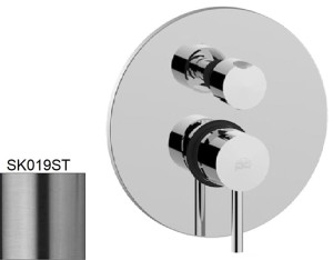 Paffoni Stick SK019ST bateria prysznicowa podtynkowa 3-drożna z przełącznikiem jednouchwytowa stal szczotkowana