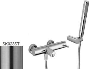 Paffoni Stick SK023ST bateria wannowa ścienna jednouchwytowa stal szczotkowana