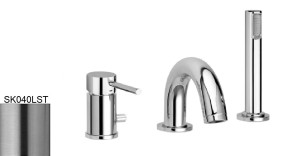 Paffoni Stick SK040LST bateria wannowa 3-otworowa jednouchwytowa stal szczotkowana