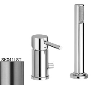 Paffoni Stick SK041LST bateria wannowa 2-otworowa jednouchwytowa stal szczotkowana