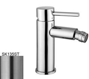 Paffoni Stick SK135ST bateria bidetowa stojąca jednouchwytowa stal szczotkowana