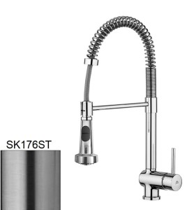 Paffoni Stick SK176ST bateria kuchenna stojąca jednouchwytowa stal szczotkowana