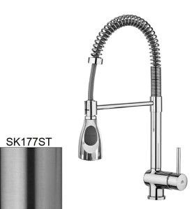 Paffoni Stick SK177ST bateria kuchenna stojąca jednouchwytowa stal szczotkowana