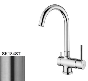 Paffoni Stick SK184ST bateria kuchenna stojąca dwuuchwytowa stal szczotkowana