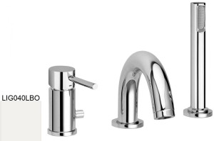 Paffoni Light LIG040LBO bateria wannowa 3-otworowa jednouchwytowa biała