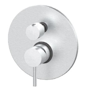 Paffoni Light LIG018ST bateria prysznicowa podtynkowa 2-drożna z przełącznikiem jednouchwytowa stal szczotkowana