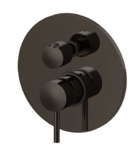 Paffoni Light LIG019NKN bateria prysznicowa podtynkowa 3-drożna z przełącznikiem jednouchwytowa czarny nikiel