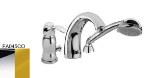 Paffoni Flavia  FA045CO bateria wannowa 3-otworowa jednouchwytowa chrom/złota 