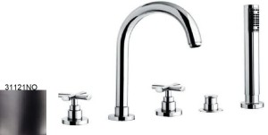 Emmevi Rubinetterie Spirit New 31121NO bateria wannowa 5-otworowa dwuuchwytowa czarna