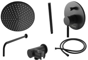 Kohlman ROXIN BLACK QW210RBR30 zestaw prysznicowy z deszczownicą R30 czarny 