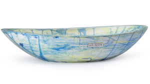 SVIS DESIGN Umywalka nablatowa betonowa ORION BASIC FLOW żółto - niebeska