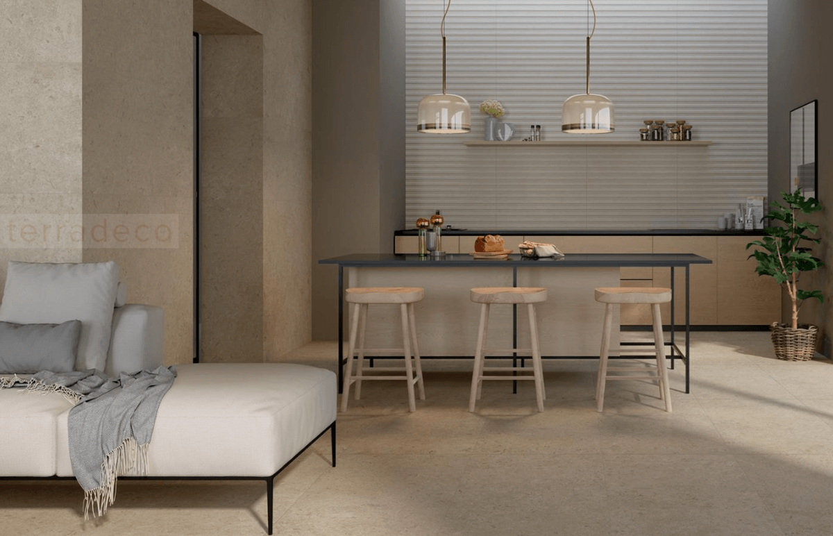 Imitacja kamienia nowoczesne rozwiązanie do kuchni Marazzi Caracter Greige Stone