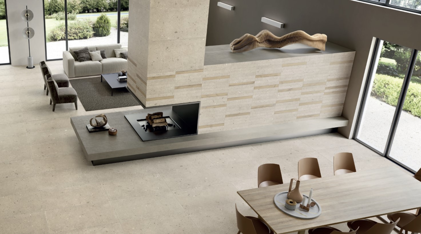 Elegancka przestrzeń otwarta z lastryko