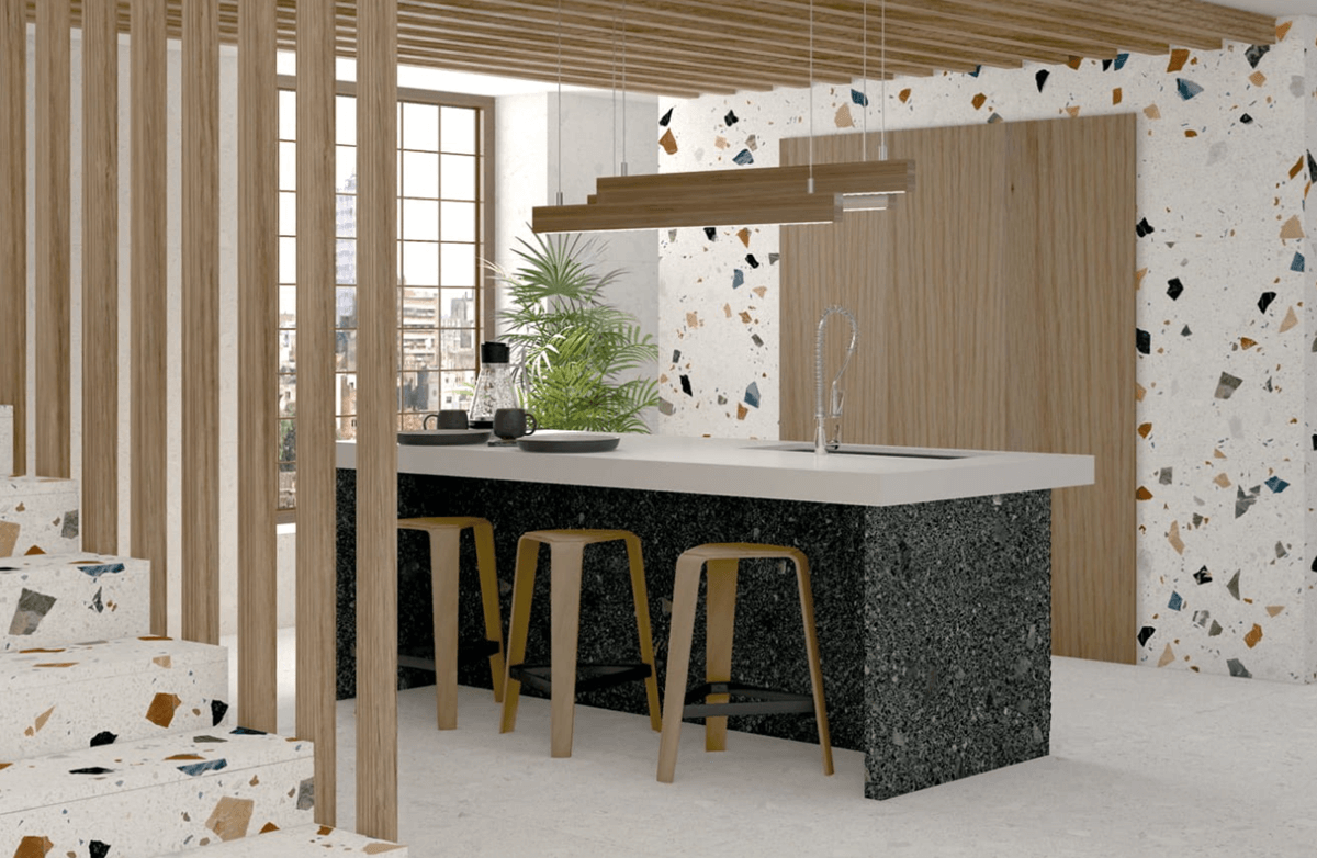 Lastryko płytki do obudowy wyspy kuchennej Arcana Straciatella R-Nacar