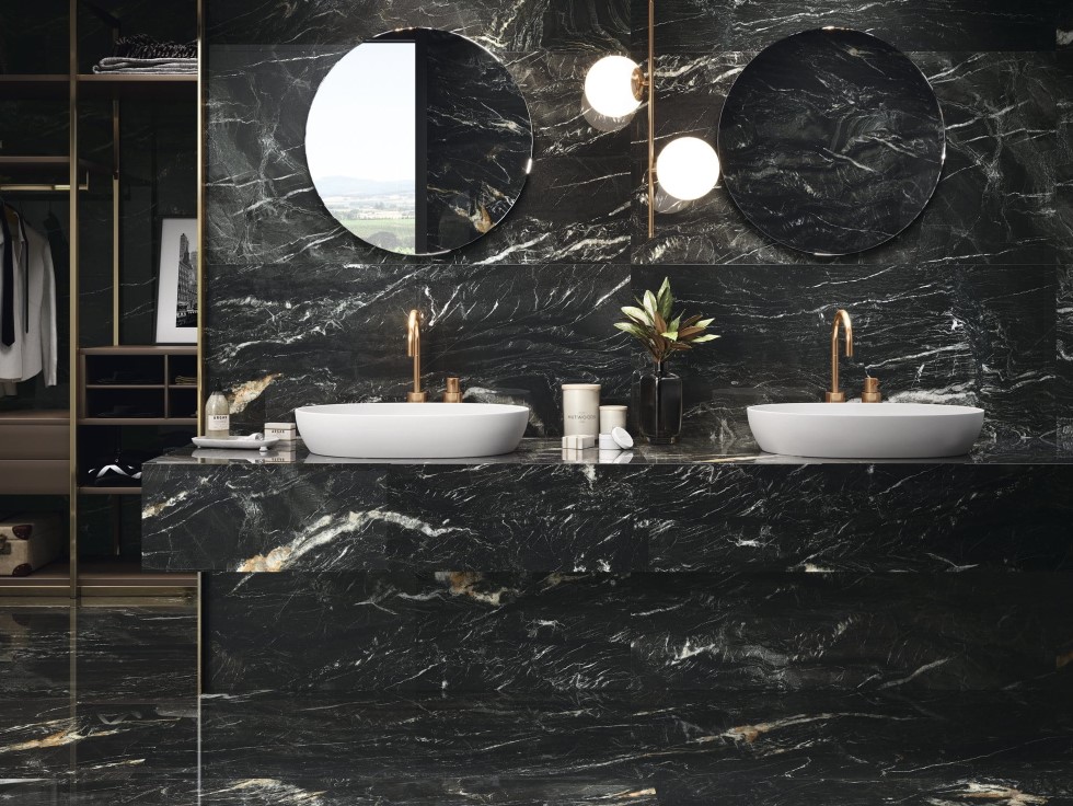 Marmurowa łazienka w czerni