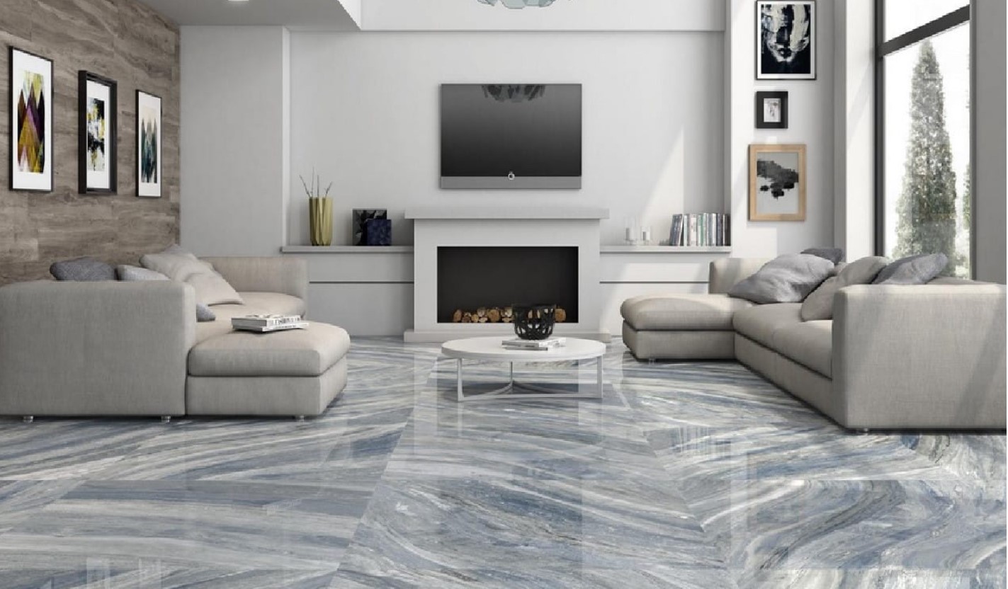 Niebieski marmur w salonie