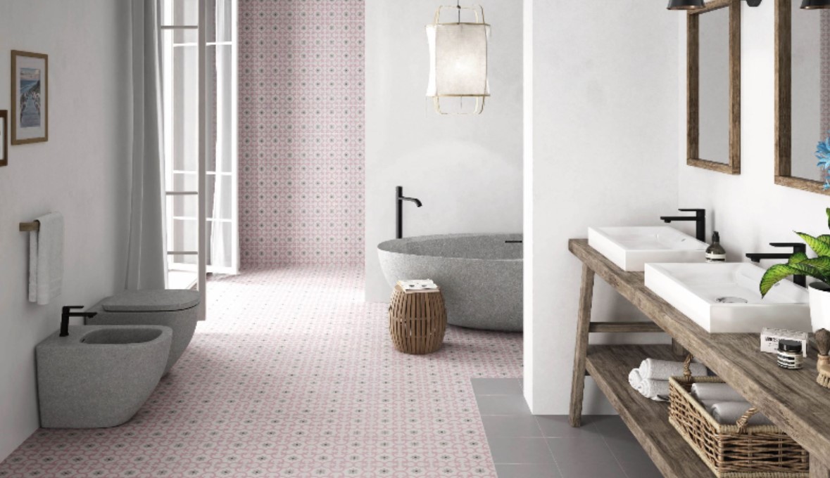 Różowy minimalizm w płytkach ceramicznych