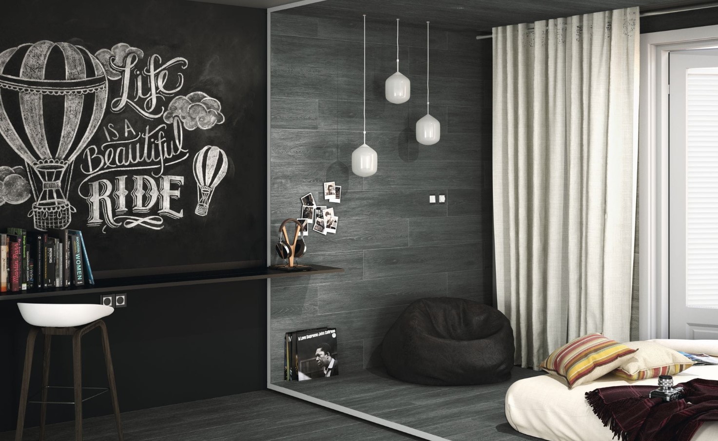 Styl prosty z przesunięciem na ścianie