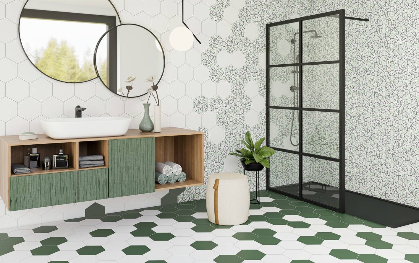 Styl Urban Jungle w łązience w delikatnej nowoczesnej odsłonie