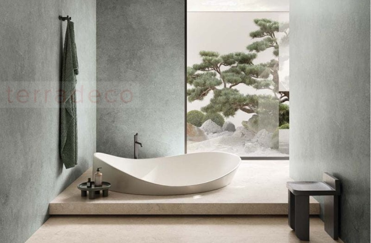 Tonalna imitacja kamienia w łazience flaviker double plain mint