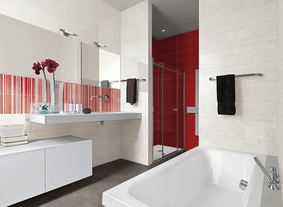 biało-czerwona łazienka
