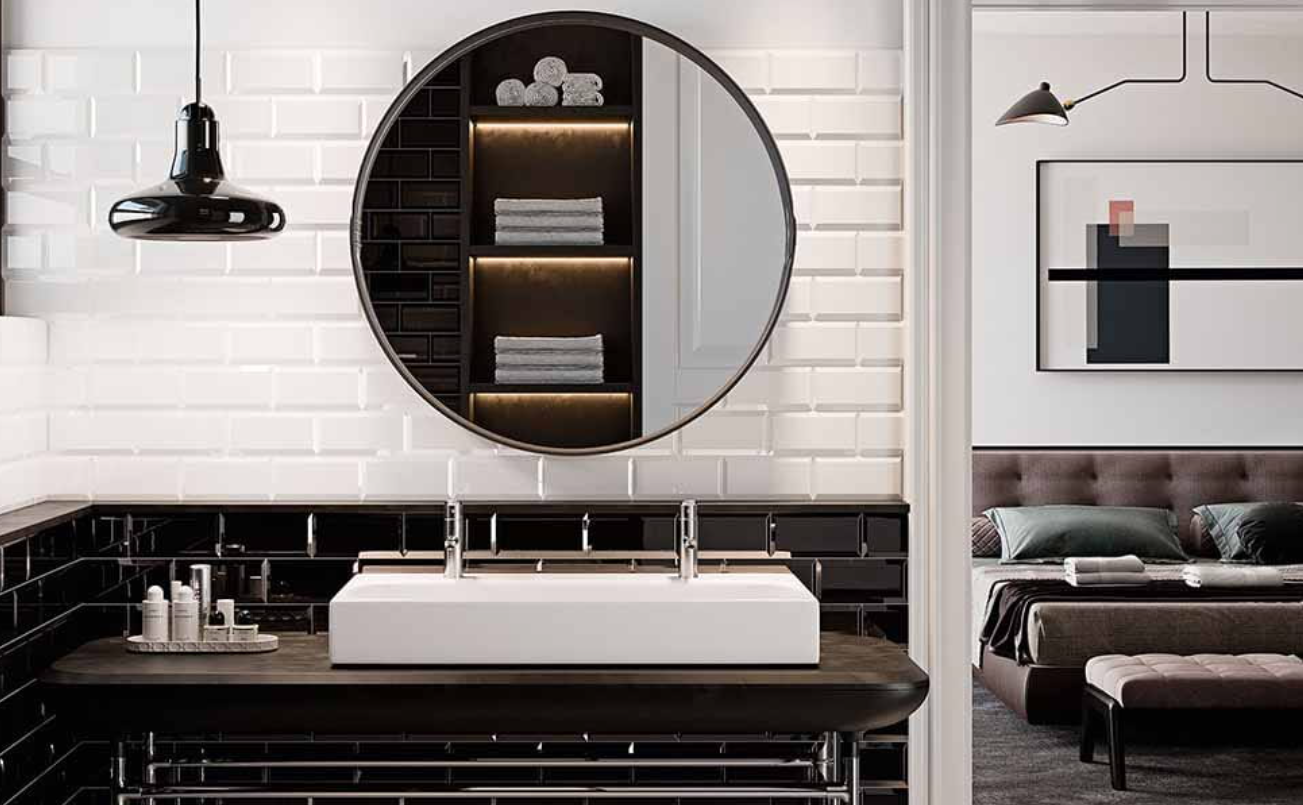 czarno-białe płytki vintage