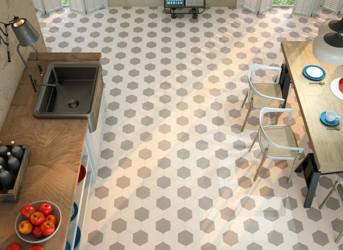 płytki heksagonalne na podłodze