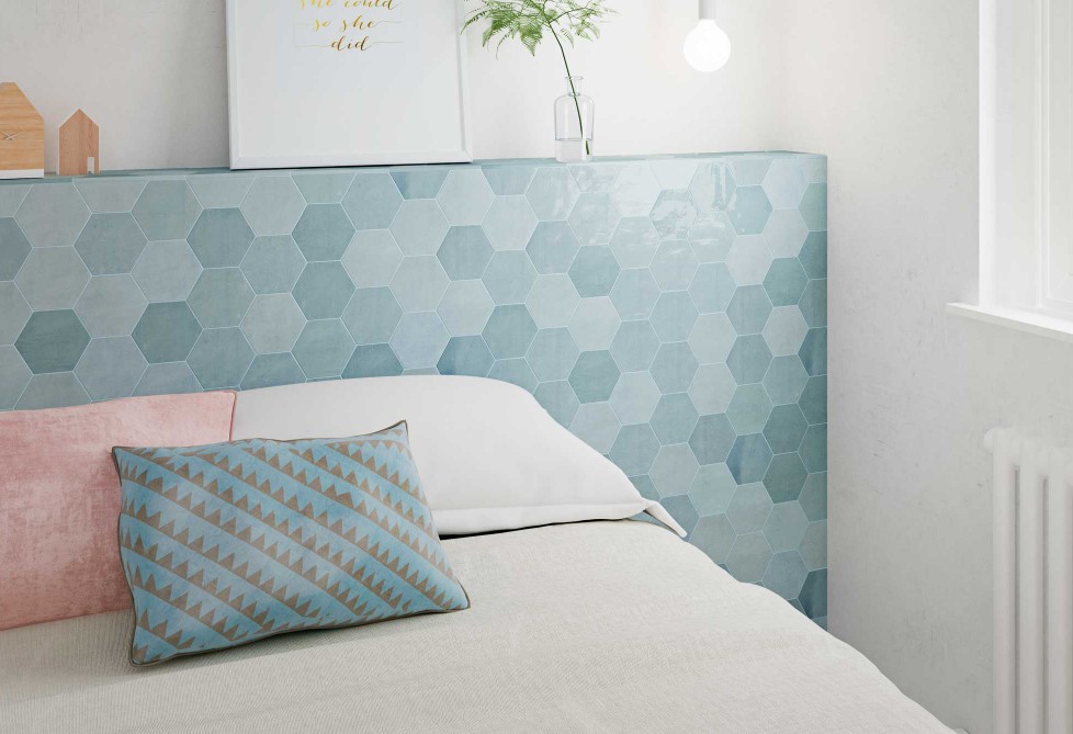 heksagony w sypialni