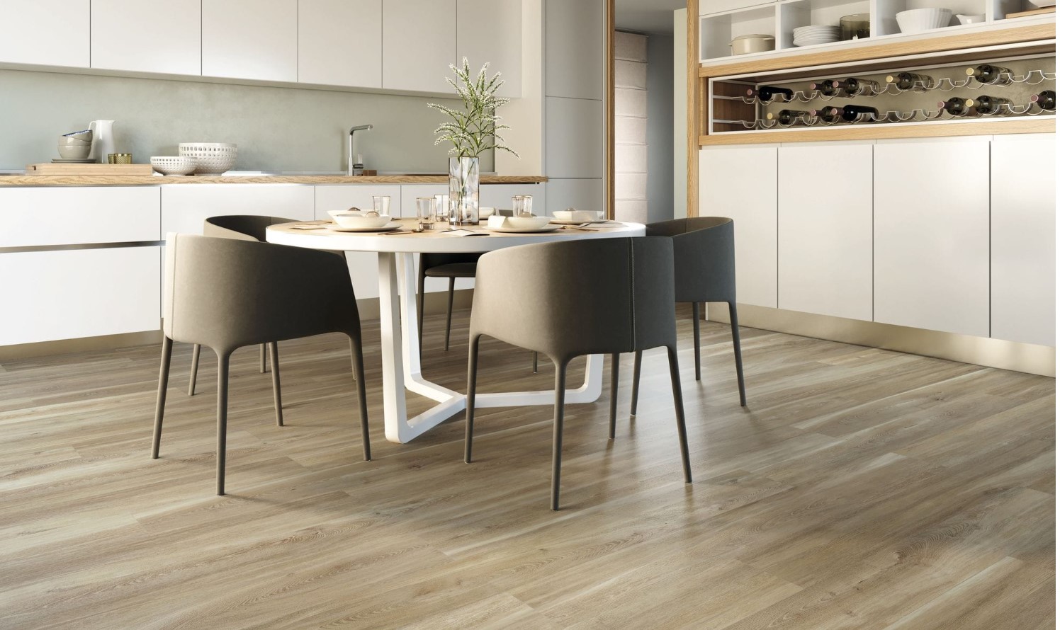 kuchenne płytki imitacja drewna i betonu