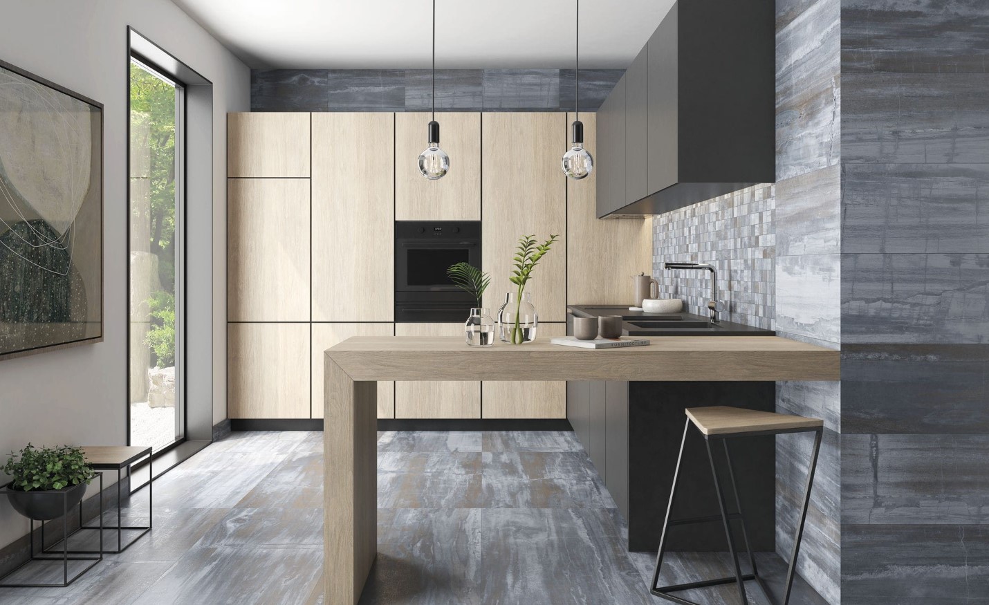 kuchnia z płytek hebanowych