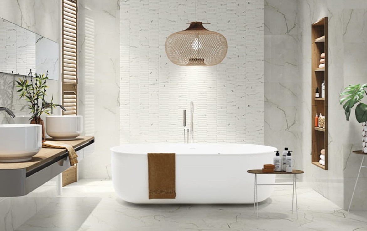 płytki marmurkowe w łazience