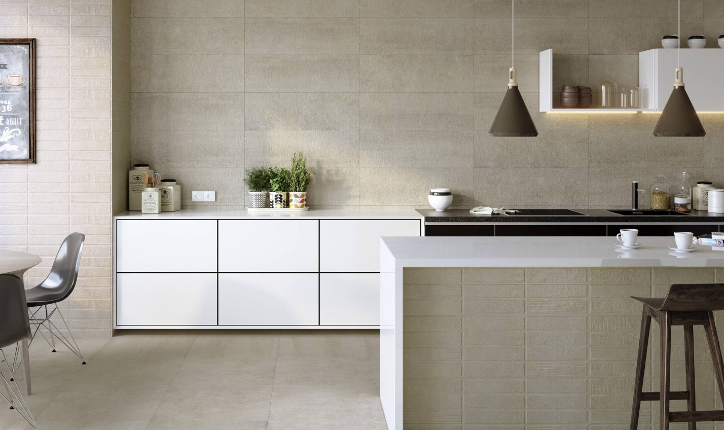 płytki strukturalne w salonie