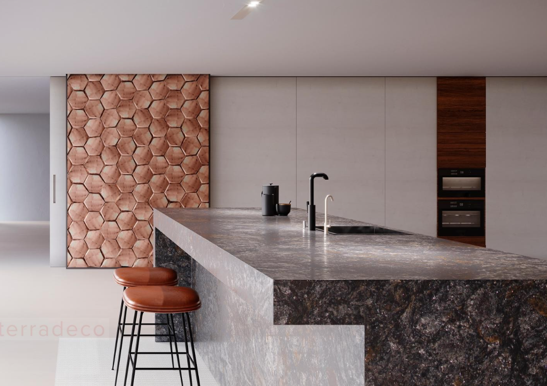 przesuwane drzwi z kafelków przestrzennych