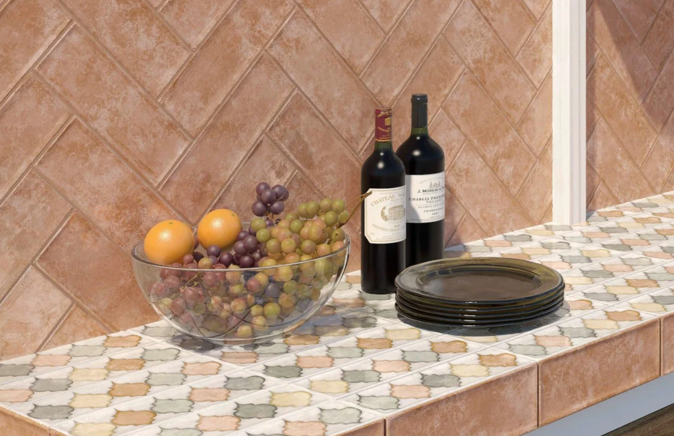 wzorzyste płytki jako blat