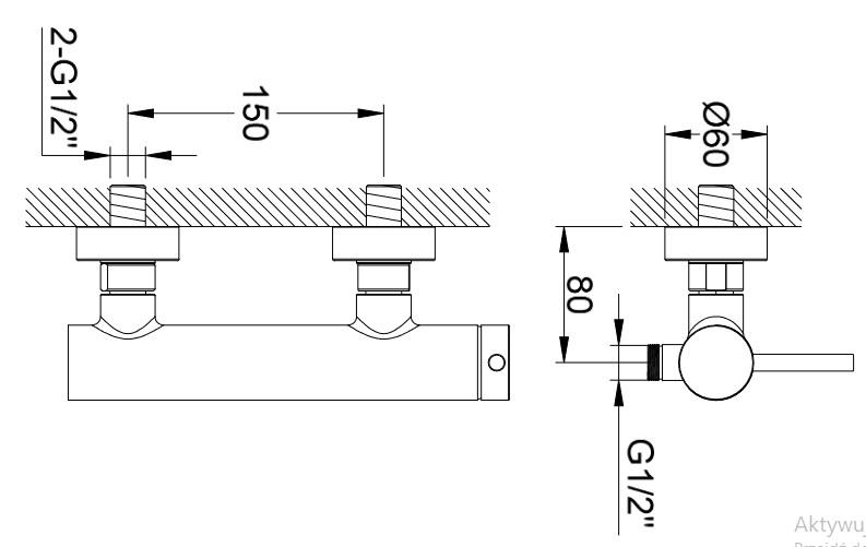 Kohlman AXEL BLACK QW120AB bateria prysznicowa jednouchwytowa czarna