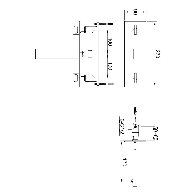 Kohlman NEXEN QW195U bateria umywalkwa podtynkowa 17 cm chrom