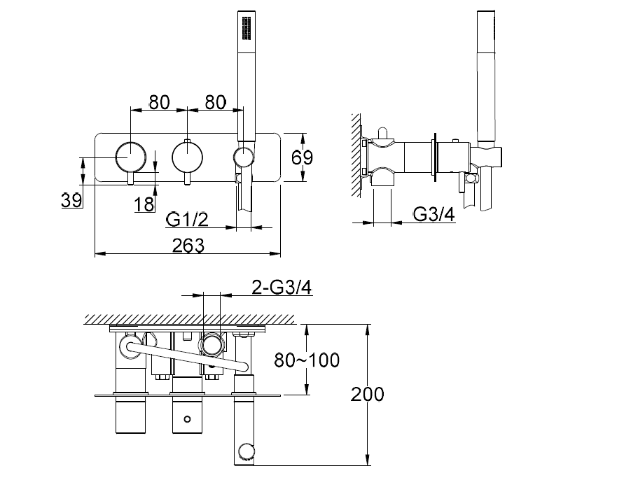 Kohlman AXEL QW265A bateria wannowa podtynkowa termostatyczna chrom