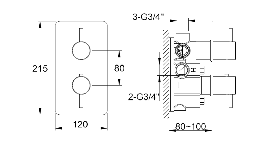 Kohlman AXEL BLACK QW433AB bateria wannowa podtynkowa termostatyczna czarna