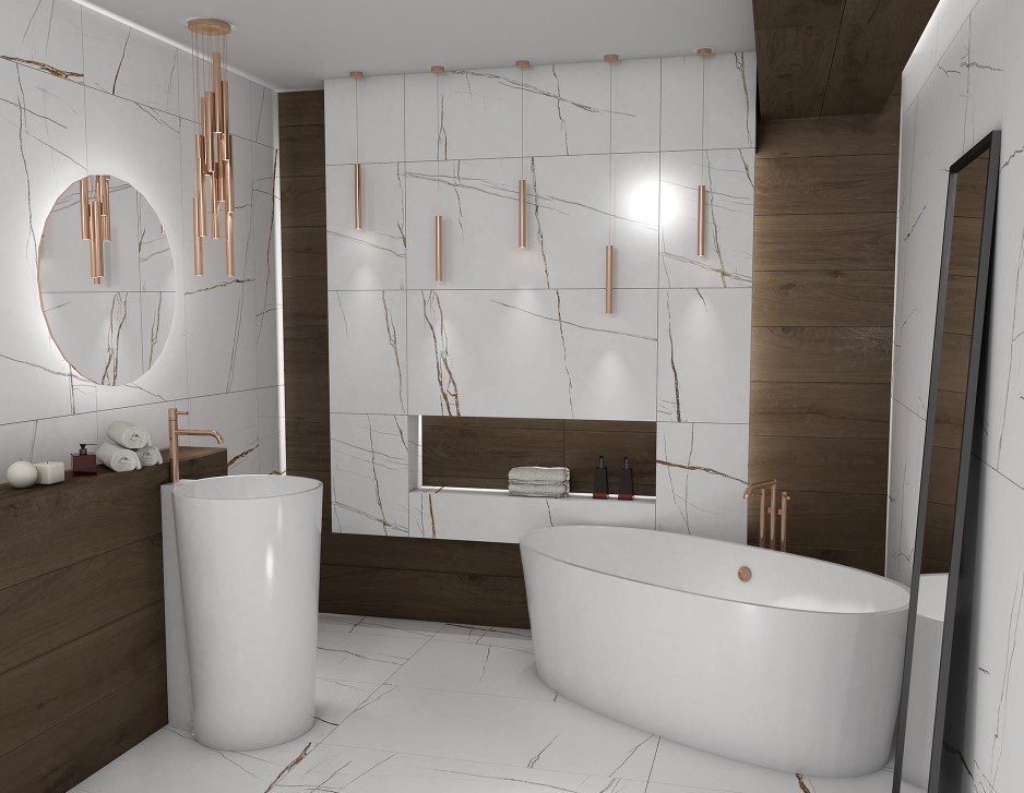 Marmurowa łazienka — jak wykorzystać płytki marmurowe w łazience, by stworzyć eleganckie i ciekawe wnętrz